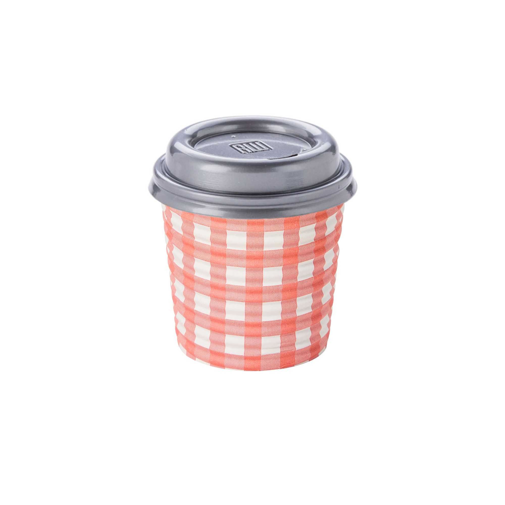 Restpresso 4 oz Picnic Print Paper Coffee Cup - Spiral Wall - 2 1/2" x 2 1/2" x 2 1/4" - 25 count box