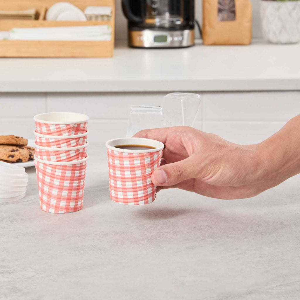 Restpresso 4 oz Picnic Print Paper Coffee Cup - Spiral Wall - 2 1/2" x 2 1/2" x 2 1/4" - 500 count box