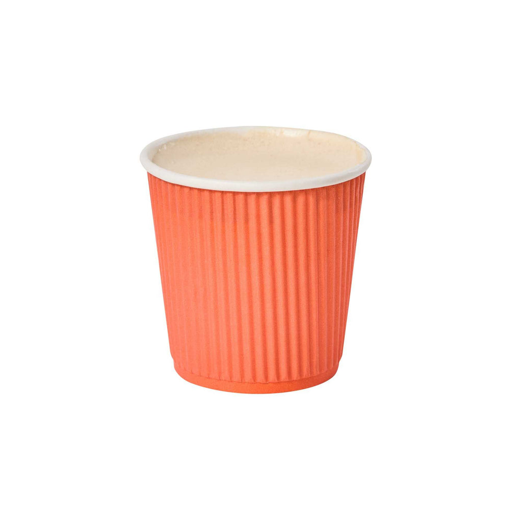 Restpresso 4 oz Tangerine Orange Paper Coffee Cup - Ripple Wall - 2 1/2" x 2 1/2" x 2 1/4" - 500 count box