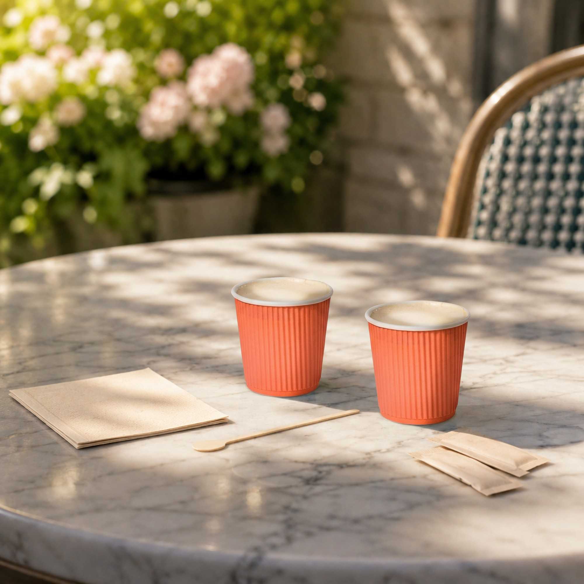 Restpresso 4 oz Tangerine Orange Paper Coffee Cup - Ripple Wall - 2 1/2" x 2 1/2" x 2 1/4" - 500 count box