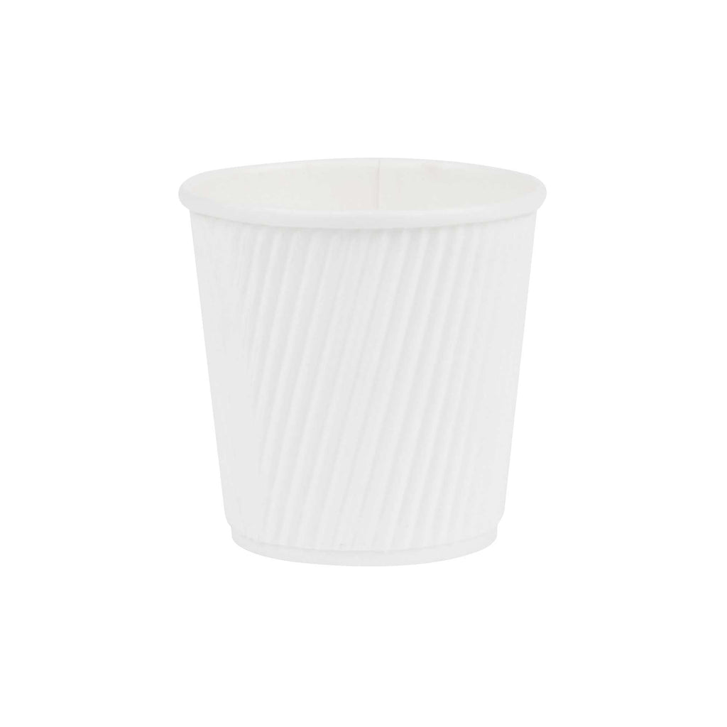 Restpresso 4 oz White Paper Coffee Cup - Ripple Wall - 2 1/2" x 2 1/2" x 2 1/4" - 500 count box