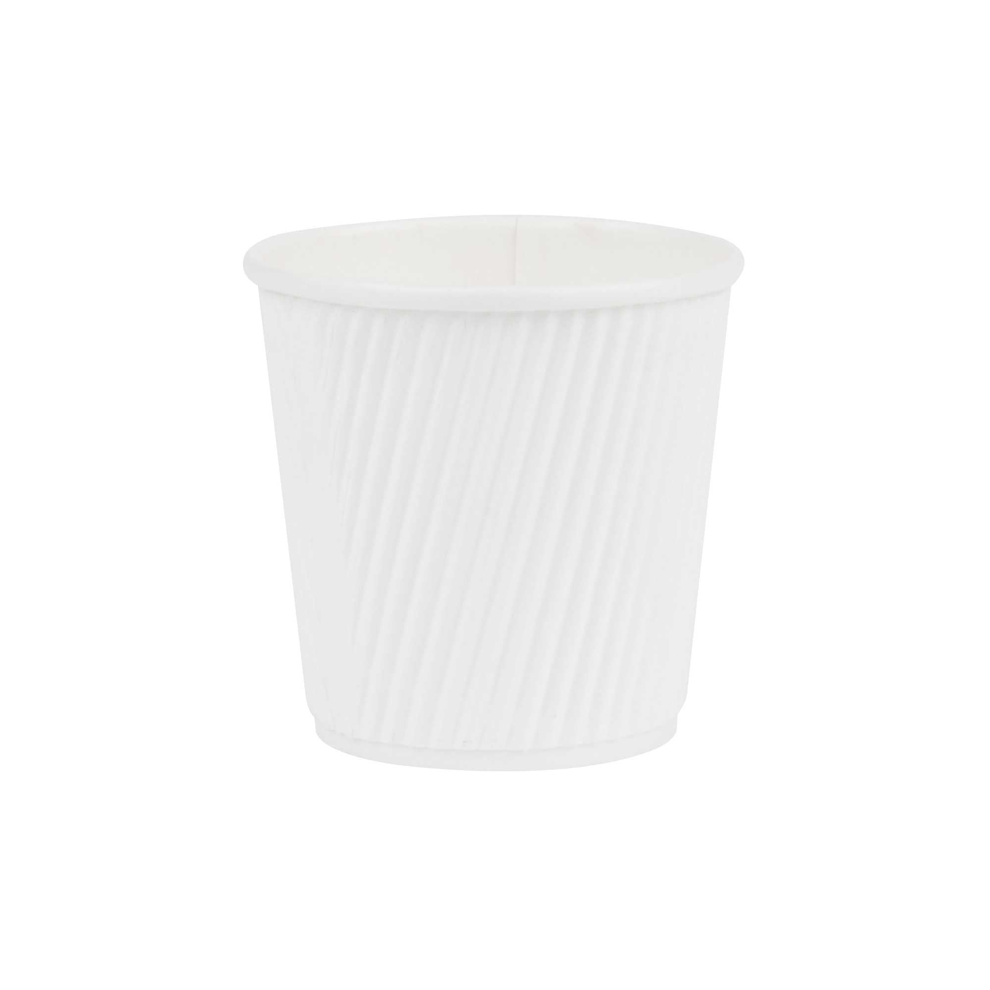 Restpresso 4 oz White Paper Coffee Cup - Ripple Wall - 2 1/2" x 2 1/2" x 2 1/4" - 500 count box