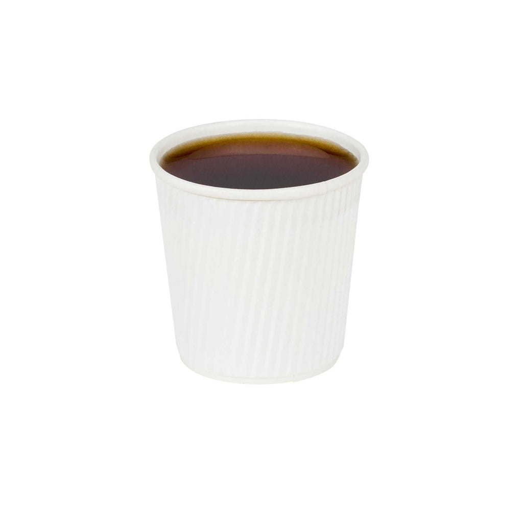 Restpresso 4 oz White Paper Coffee Cup - Ripple Wall - 2 1/2" x 2 1/2" x 2 1/4" - 500 count box