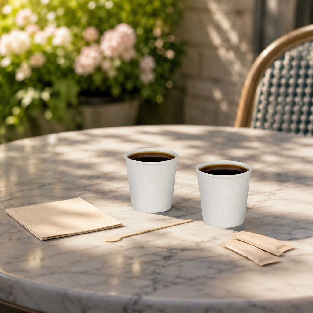 Restpresso 4 oz White Paper Coffee Cup - Ripple Wall - 2 1/2" x 2 1/2" x 2 1/4" - 500 count box