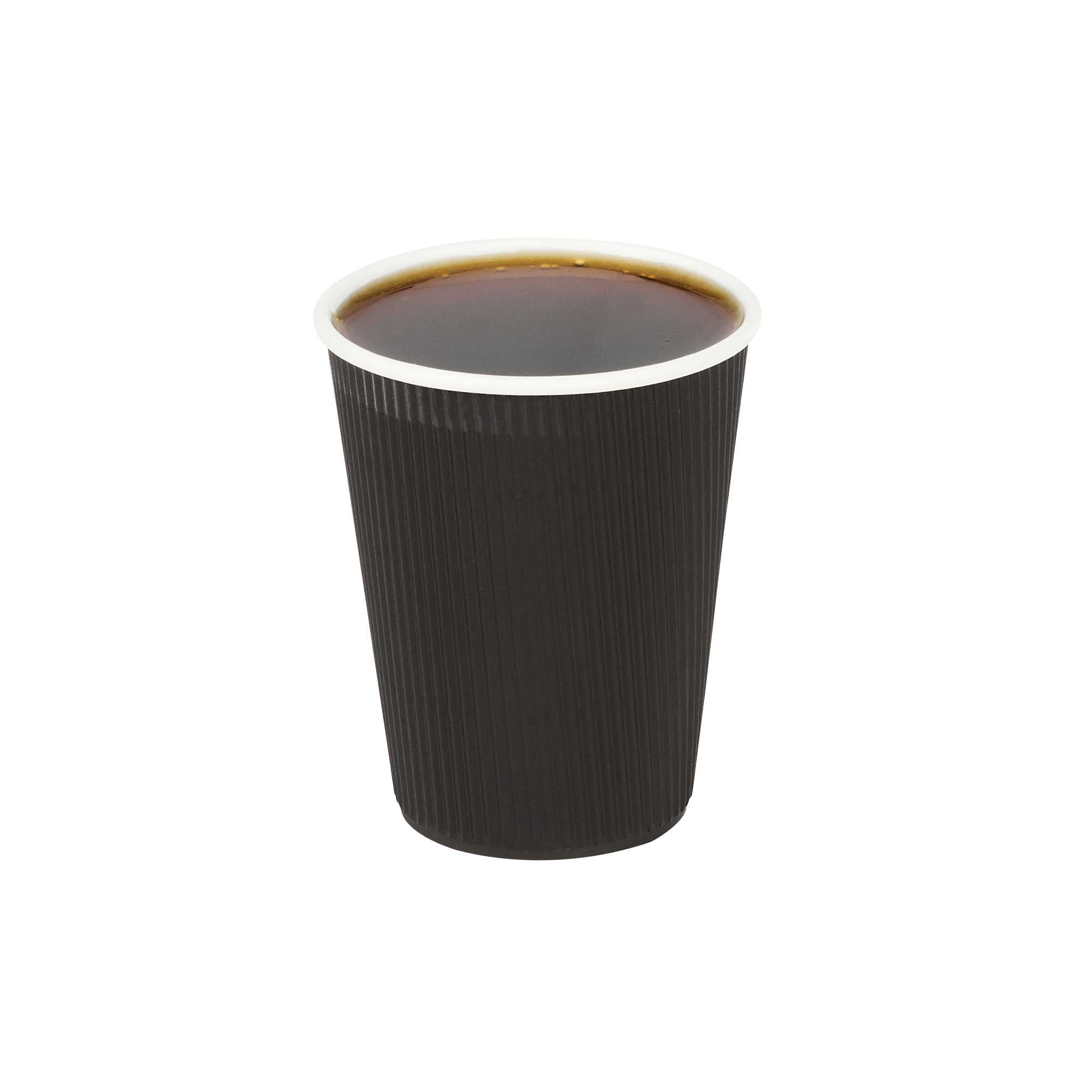 Restpresso 12 oz Black Paper Coffee Cup - Ripple Wall - 3 1/2" x 3 1/2" x 4 1/4" - 25 count box