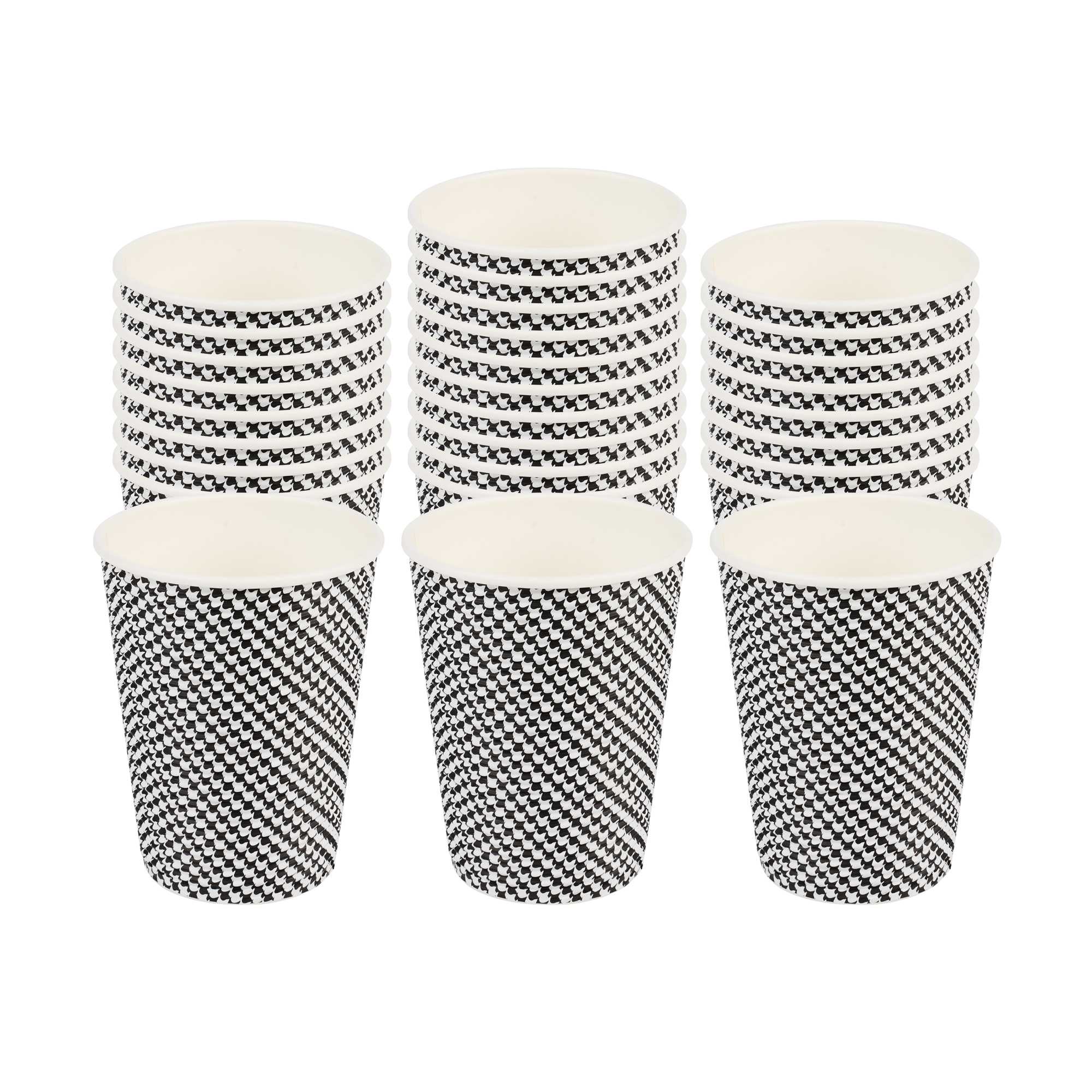 Restpresso 12 oz Houndstooth Paper Coffee Cup - Spiral Wall - 3 1/2" x 3 1/2" x 4 1/4" - 500 count box