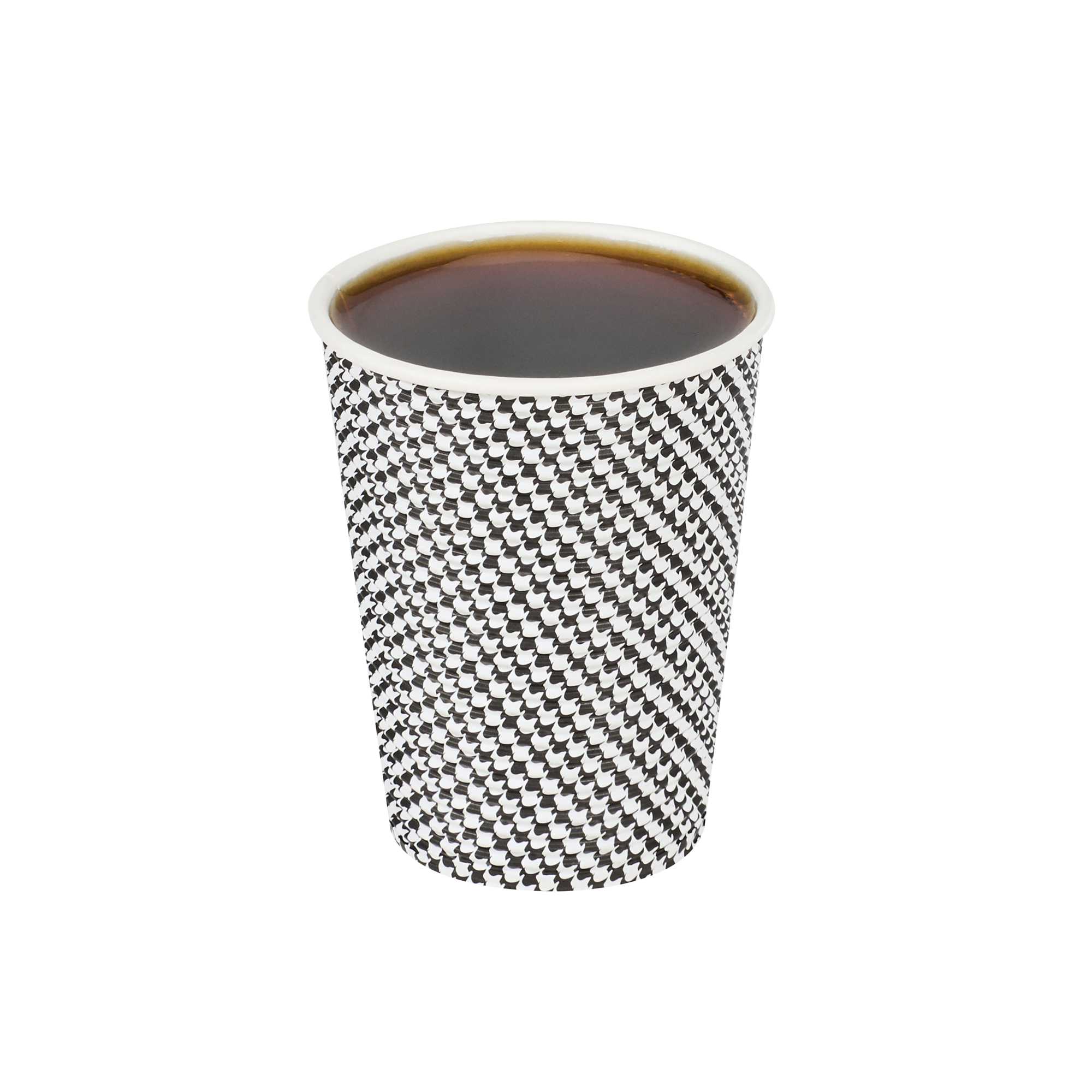 Restpresso 12 oz Houndstooth Paper Coffee Cup - Spiral Wall - 3 1/2" x 3 1/2" x 4 1/4" - 25 count box