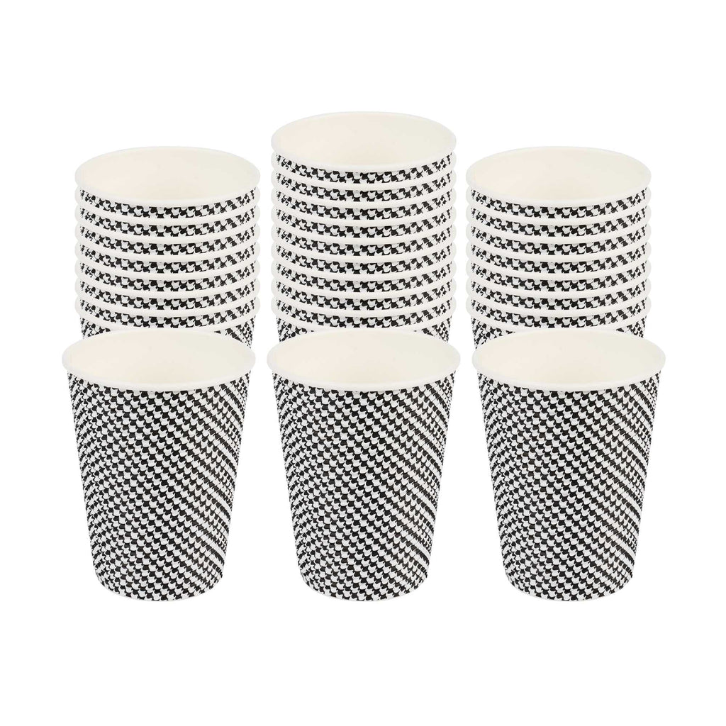 Restpresso 12 oz Houndstooth Paper Coffee Cup - Spiral Wall - 3 1/2" x 3 1/2" x 4 1/4" - 25 count box