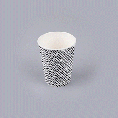 Restpresso 12 oz Houndstooth Paper Coffee Cup - Spiral Wall - 3 1/2" x 3 1/2" x 4 1/4" - 25 count box