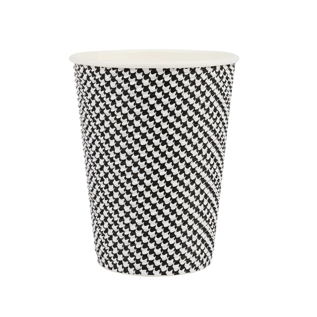 Restpresso 12 oz Houndstooth Paper Coffee Cup - Spiral Wall - 3 1/2" x 3 1/2" x 4 1/4" - 25 count box