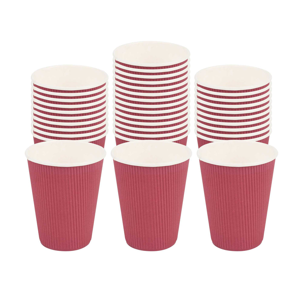 Restpresso 12 oz Crimson Paper Coffee Cup - Ripple Wall - 3 1/2" x 3 1/2" x 4 1/4" - 500 count box