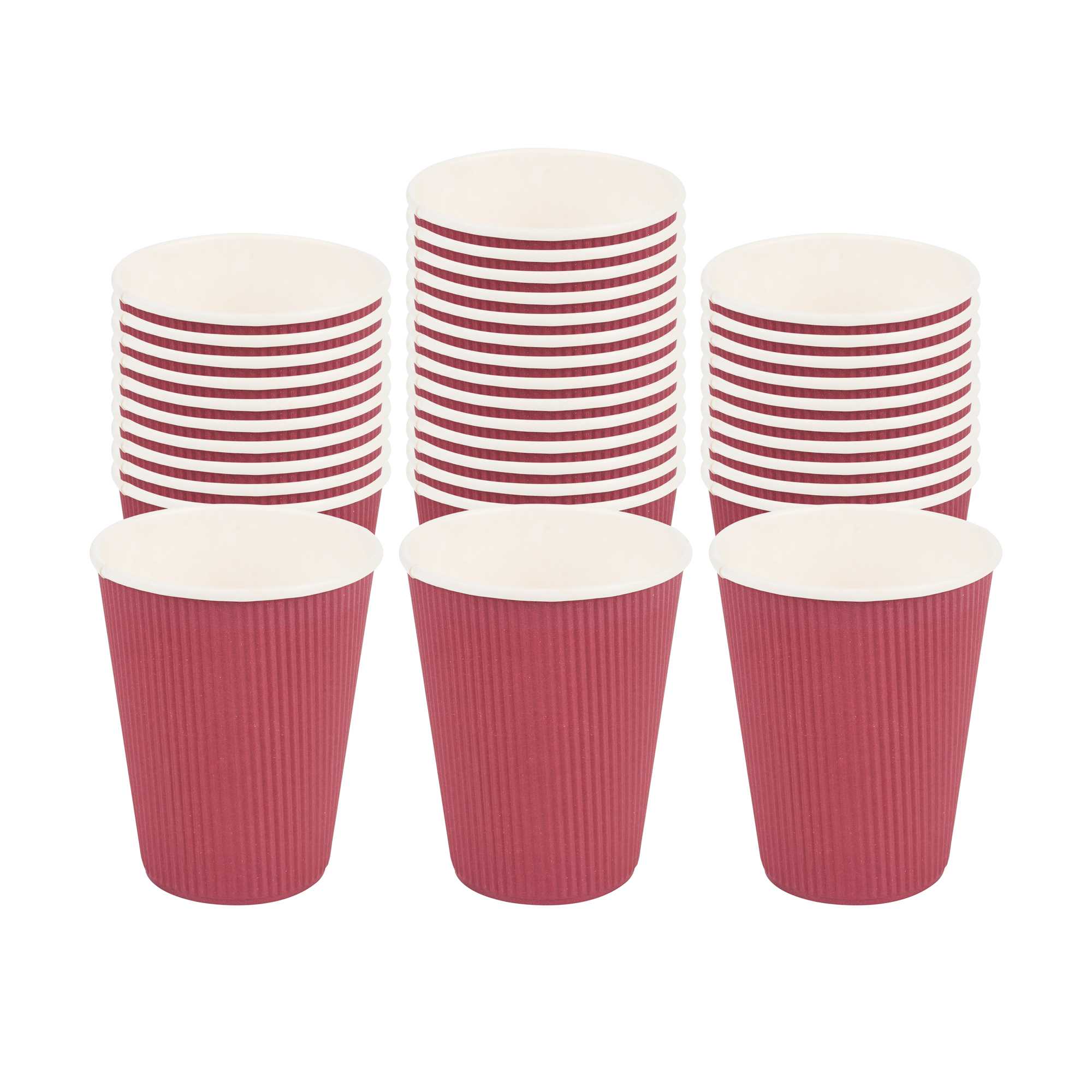 Restpresso 12 oz Crimson Paper Coffee Cup - Ripple Wall - 3 1/2" x 3 1/2" x 4 1/4" - 500 count box