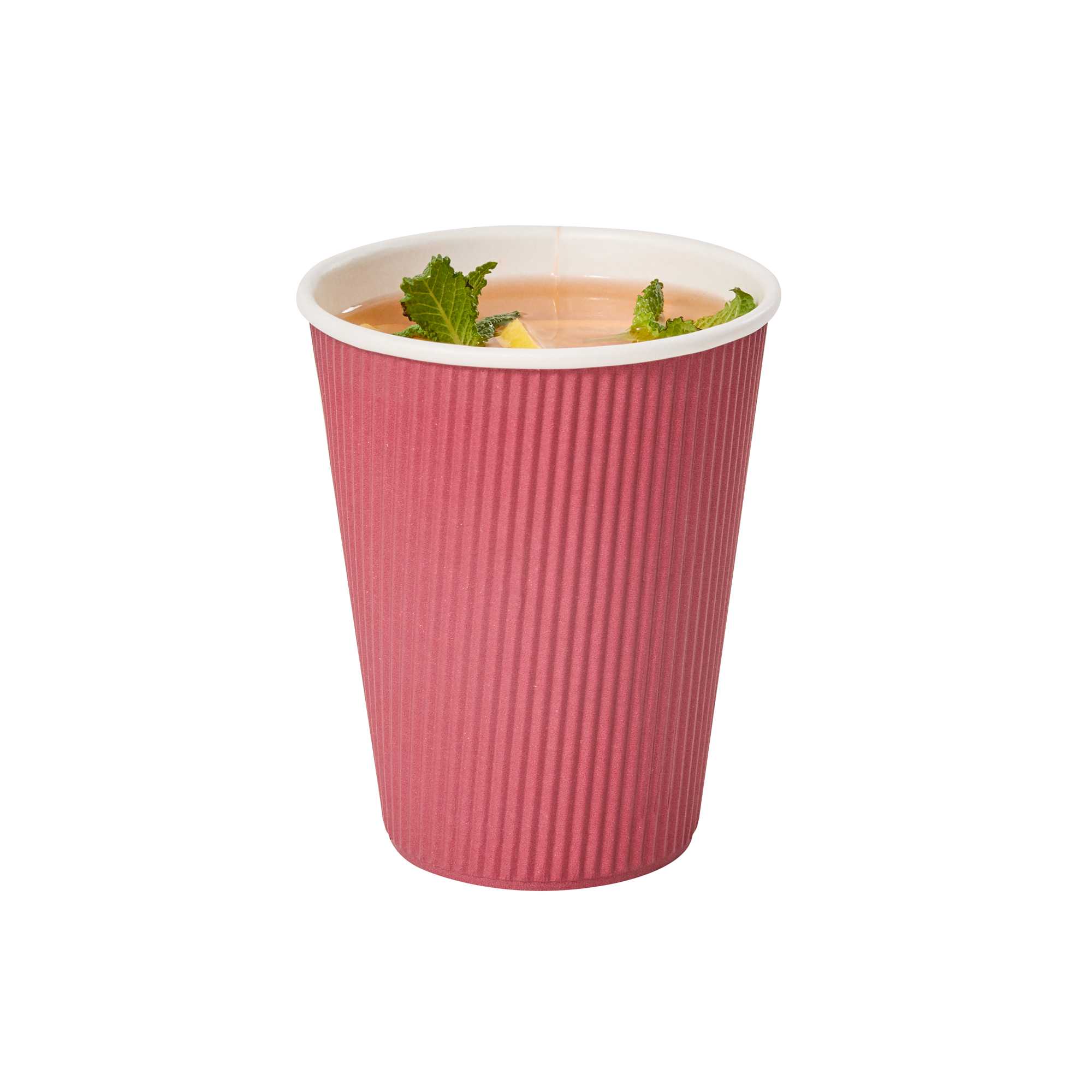 Restpresso 12 oz Crimson Paper Coffee Cup - Ripple Wall - 3 1/2" x 3 1/2" x 4 1/4" - 25 count box