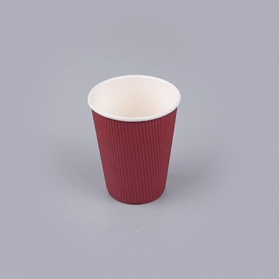 Restpresso 12 oz Crimson Paper Coffee Cup - Ripple Wall - 3 1/2" x 3 1/2" x 4 1/4" - 500 count box
