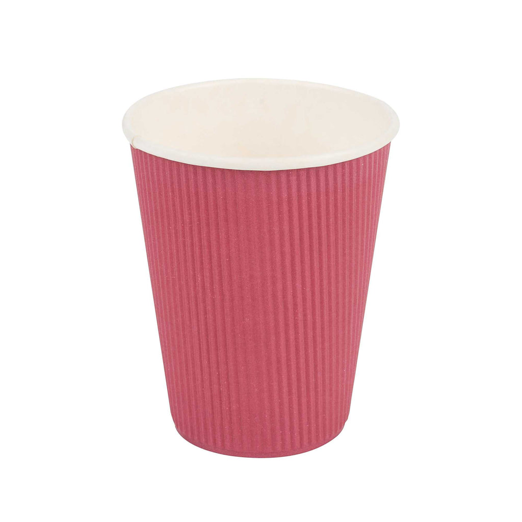 Restpresso 12 oz Crimson Paper Coffee Cup - Ripple Wall - 3 1/2" x 3 1/2" x 4 1/4" - 500 count box