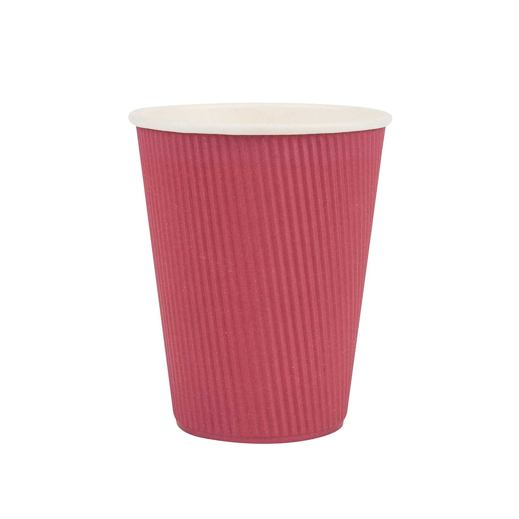 Restpresso 12 oz Crimson Paper Coffee Cup - Ripple Wall - 3 1/2" x 3 1/2" x 4 1/4" - 500 count box