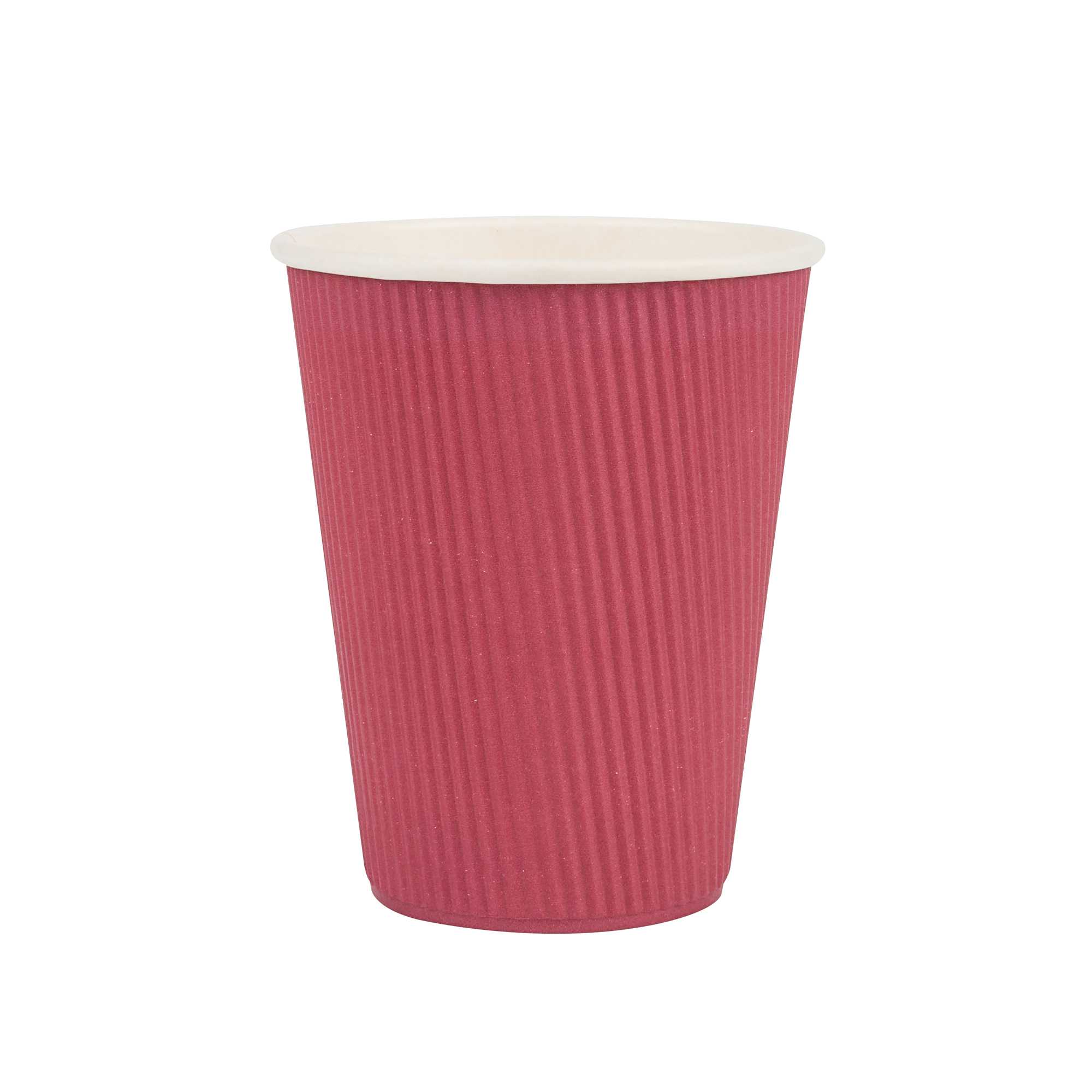 Restpresso 12 oz Crimson Paper Coffee Cup - Ripple Wall - 3 1/2" x 3 1/2" x 4 1/4" - 500 count box