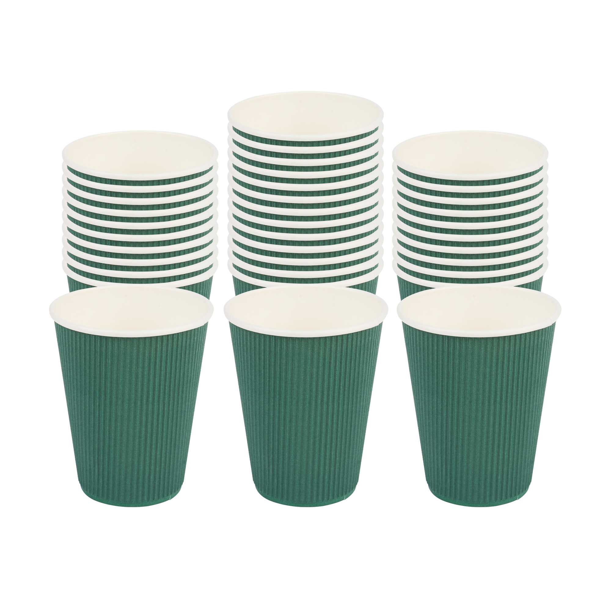 Restpresso 12 oz Forest Green Paper Coffee Cup - Ripple Wall - 3 1/2" x 3 1/2" x 4 1/4" - 25 count box