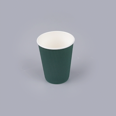 Restpresso 12 oz Forest Green Paper Coffee Cup - Ripple Wall - 3 1/2" x 3 1/2" x 4 1/4" - 500 count box