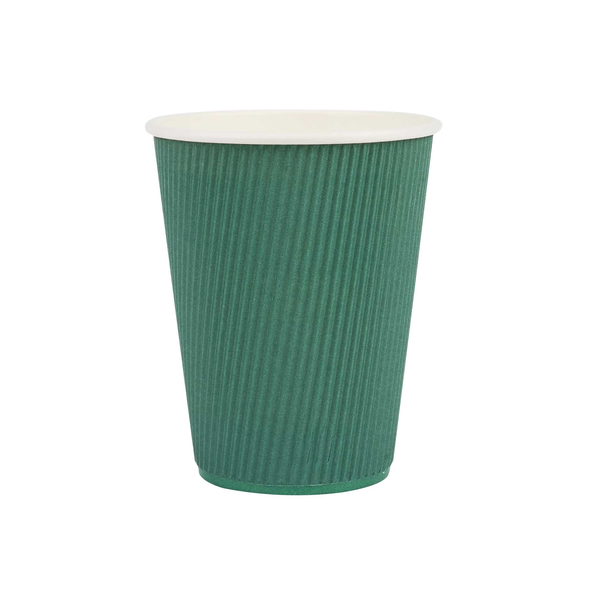 Restpresso 12 oz Forest Green Paper Coffee Cup - Ripple Wall - 3 1/2" x 3 1/2" x 4 1/4" - 500 count box