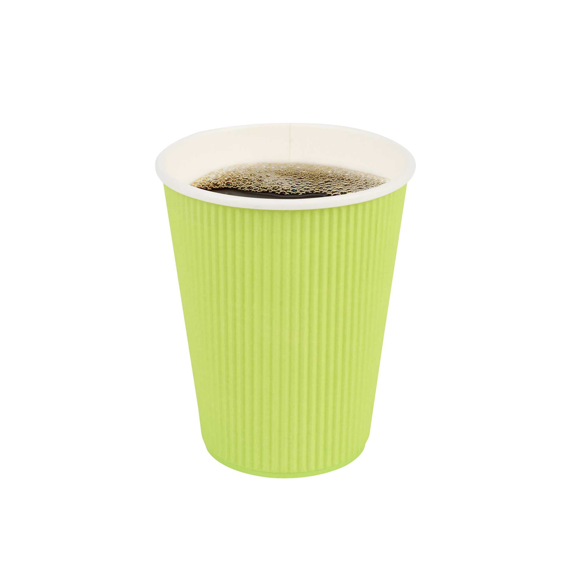 Restpresso 12 oz Eco Green Paper Coffee Cup - Ripple Wall - 3 1/2" x 3 1/2" x 4 1/4" - 25 count box
