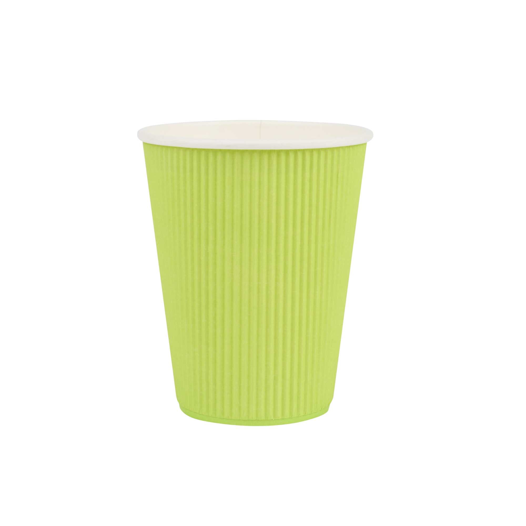 Restpresso 12 oz Eco Green Paper Coffee Cup - Ripple Wall - 3 1/2" x 3 1/2" x 4 1/4" - 25 count box