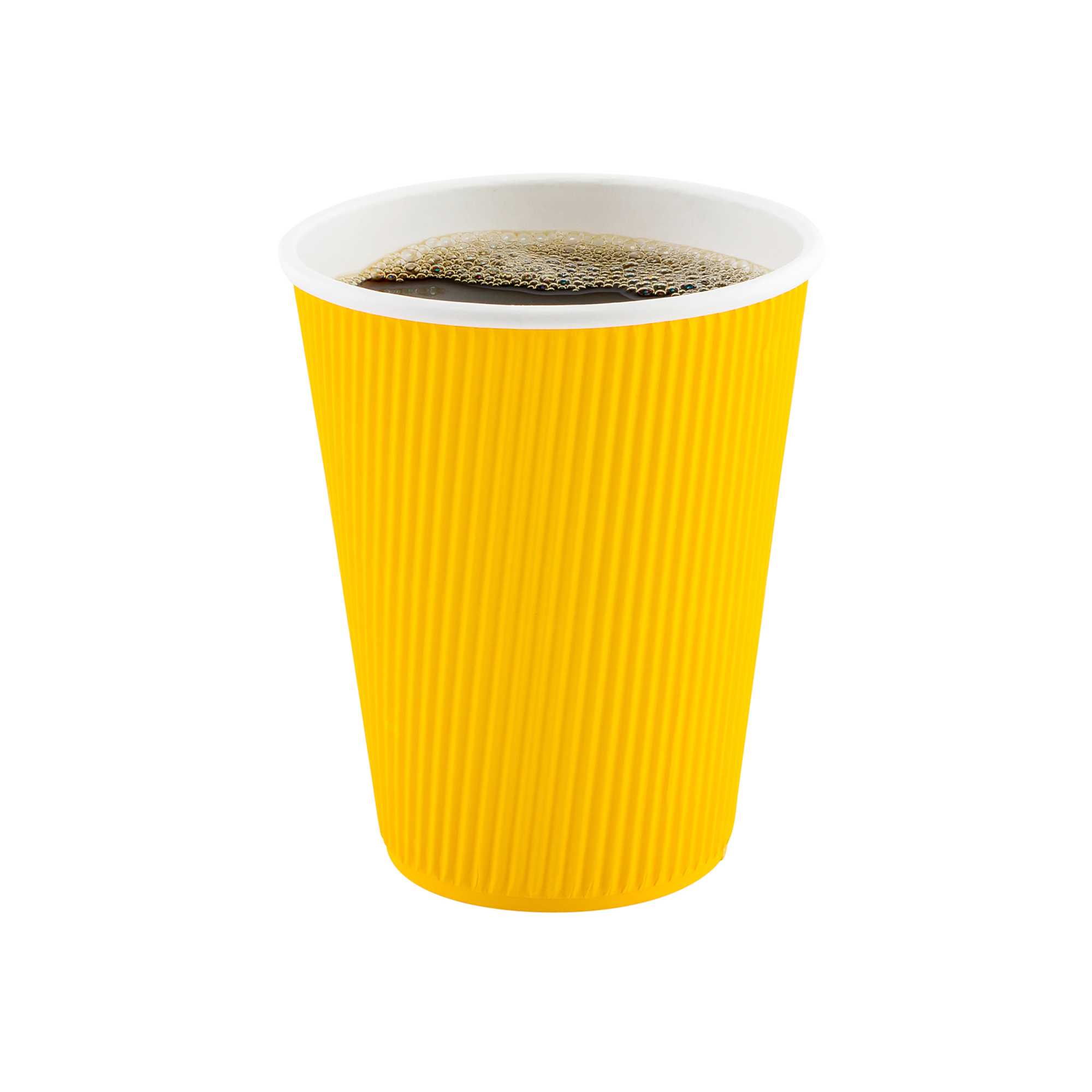 Restpresso 12 oz Yellow Paper Coffee Cup - Ripple Wall - 3 1/2" x 3 1/2" x 4 1/4" - 500 count box