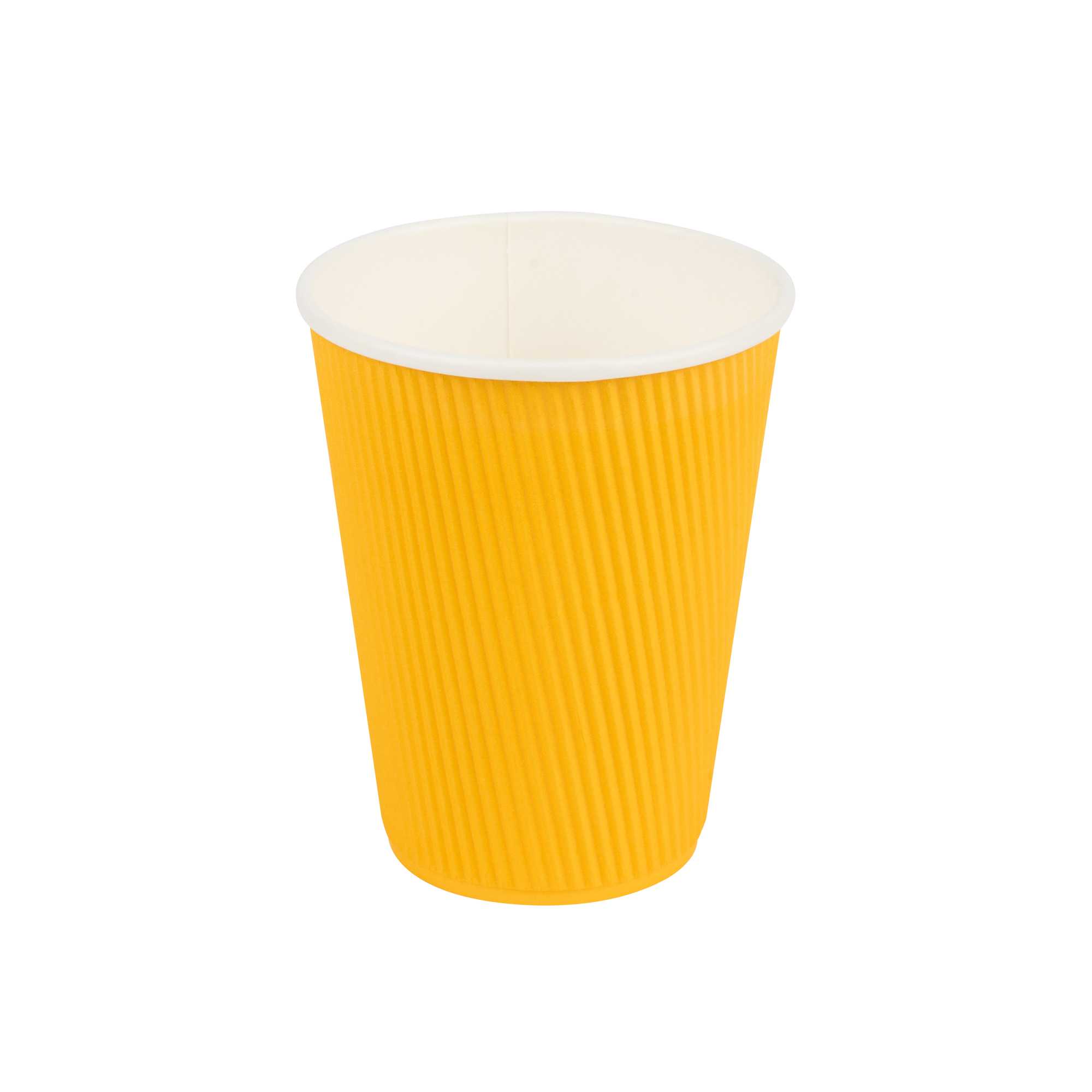 Restpresso 12 oz Yellow Paper Coffee Cup - Ripple Wall - 3 1/2" x 3 1/2" x 4 1/4" - 500 count box