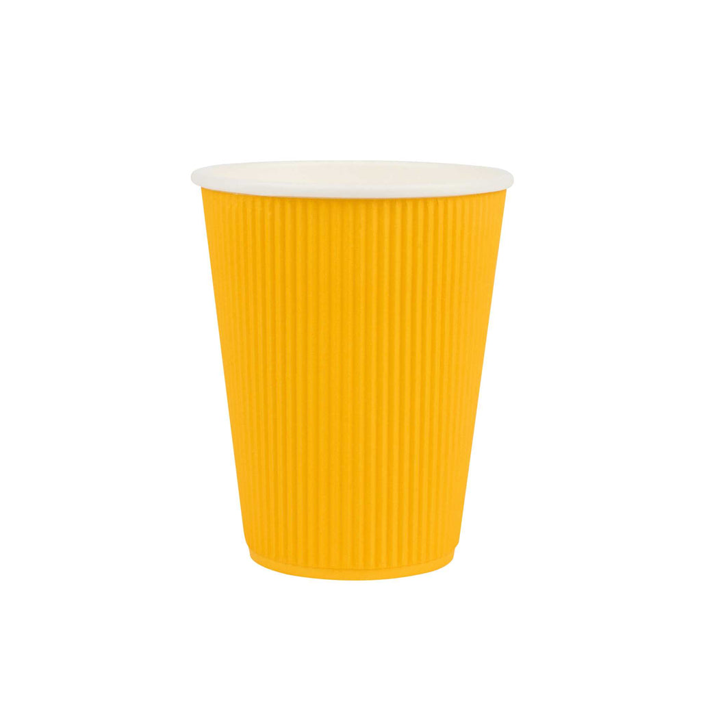 Restpresso 12 oz Yellow Paper Coffee Cup - Ripple Wall - 3 1/2" x 3 1/2" x 4 1/4" - 500 count box