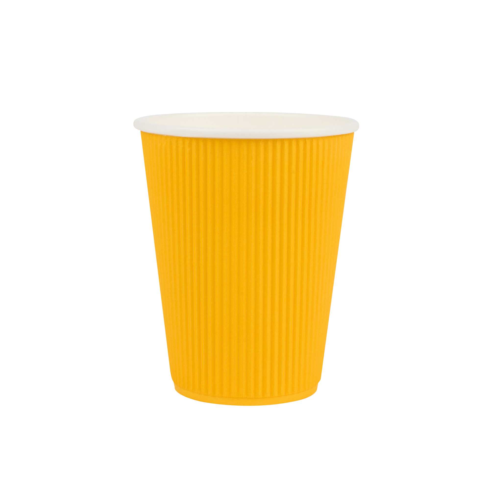 Restpresso 12 oz Yellow Paper Coffee Cup - Ripple Wall - 3 1/2" x 3 1/2" x 4 1/4" - 500 count box