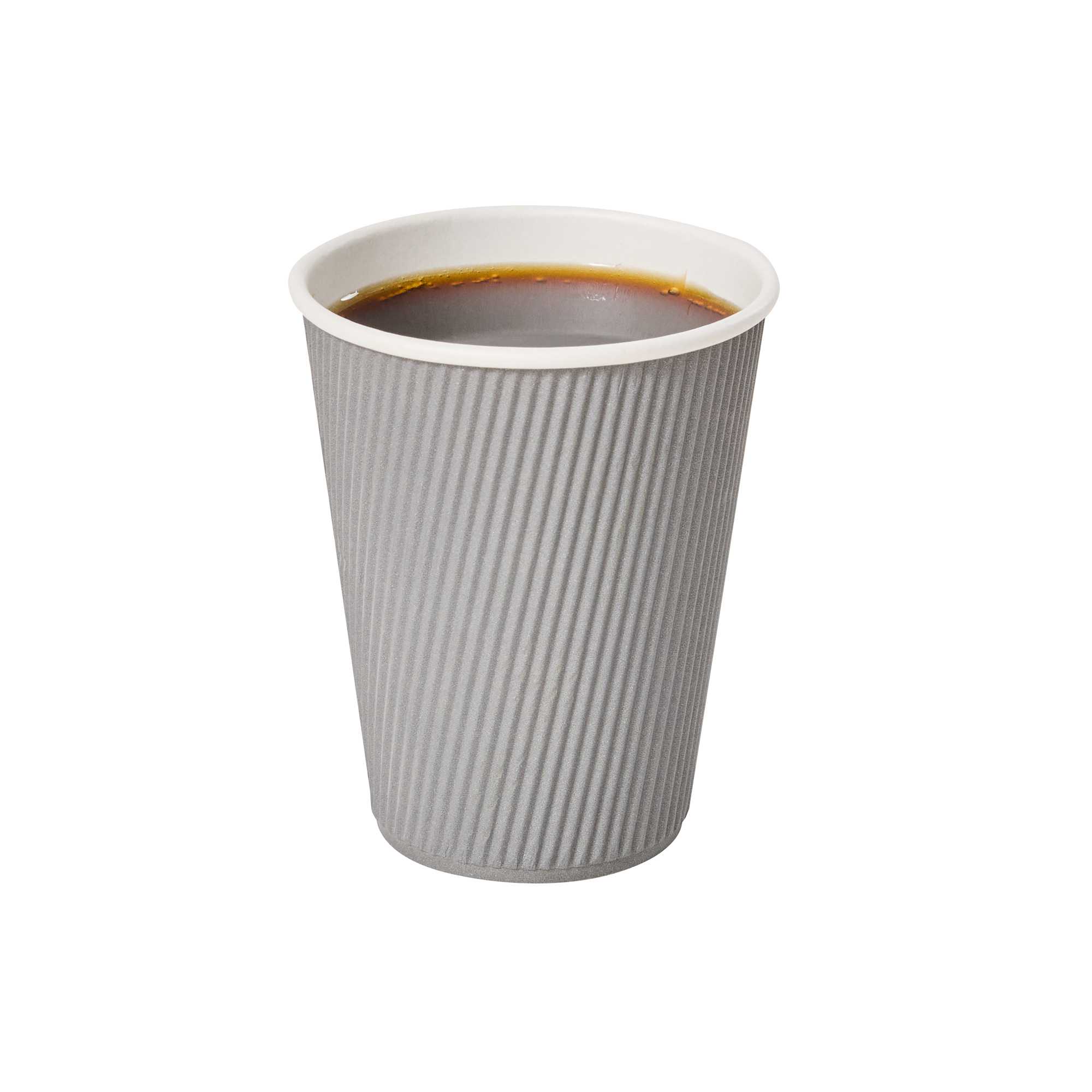 Restpresso 12 oz Gray Paper Coffee Cup - Ripple Wall - 3 1/2" x 3 1/2" x 4 1/4" - 25 count box