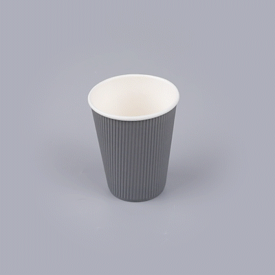 Restpresso 12 oz Gray Paper Coffee Cup - Ripple Wall - 3 1/2" x 3 1/2" x 4 1/4" - 25 count box