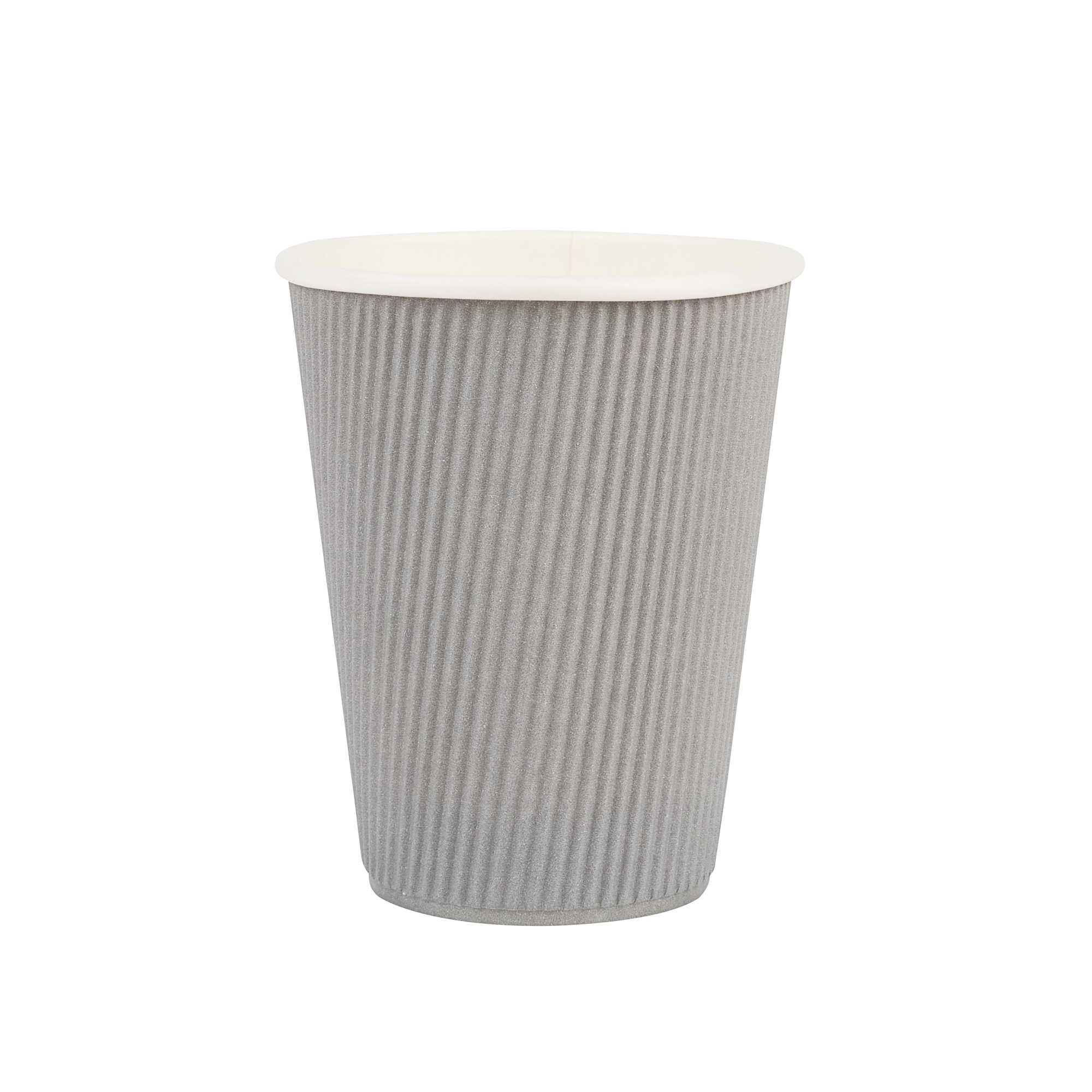 Restpresso 12 oz Gray Paper Coffee Cup - Ripple Wall - 3 1/2" x 3 1/2" x 4 1/4" - 25 count box