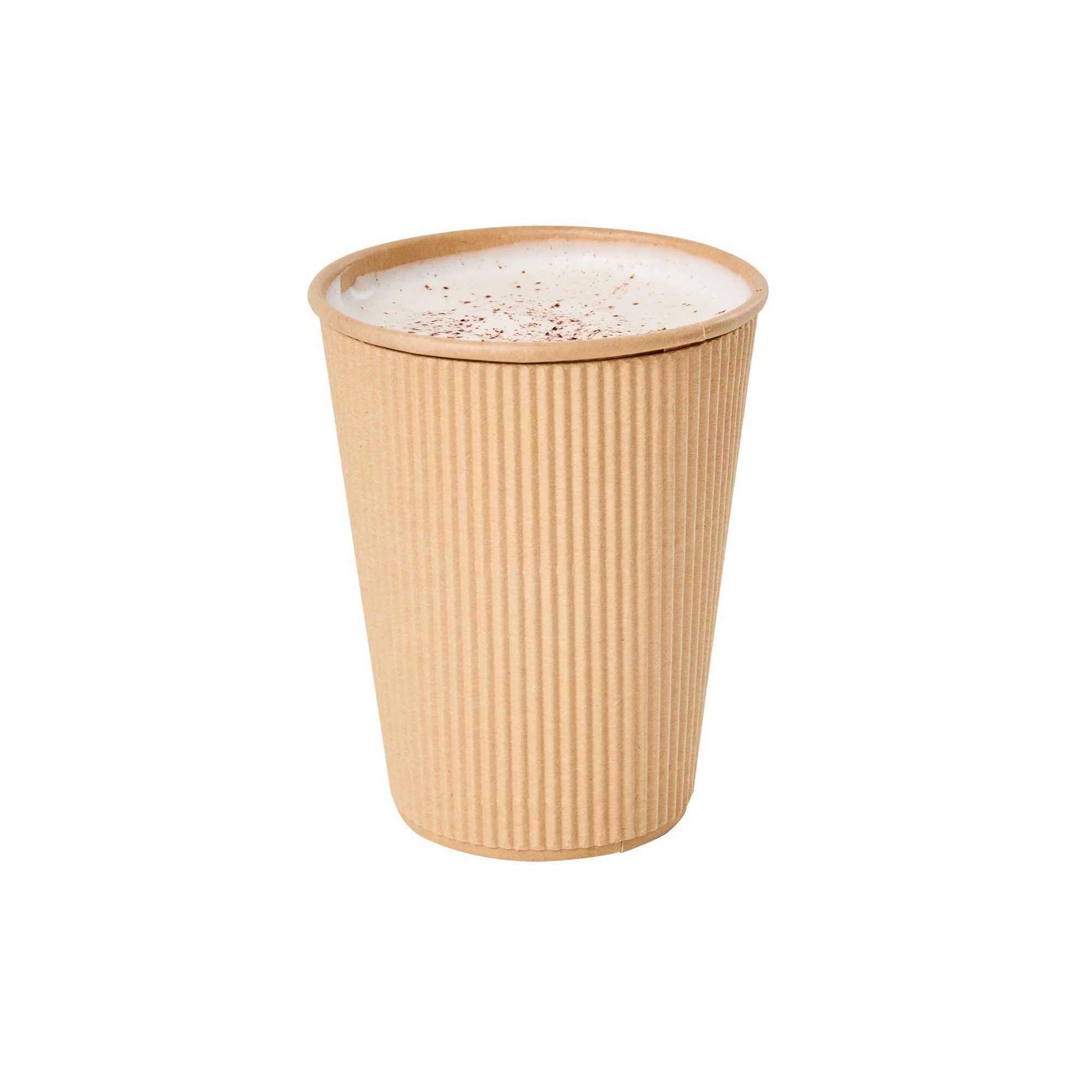 Restpresso 12 oz Kraft Paper Coffee Cup - Ripple Wall - 3 1/2" x 3 1/2" x 4 1/4" - 25 count box