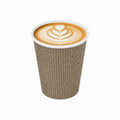 Restpresso 12 oz Mocha Pin Check Paper Coffee Cup - Spiral Wall - 3 1/2" x 3 1/2" x 4 1/4" - 500 count box