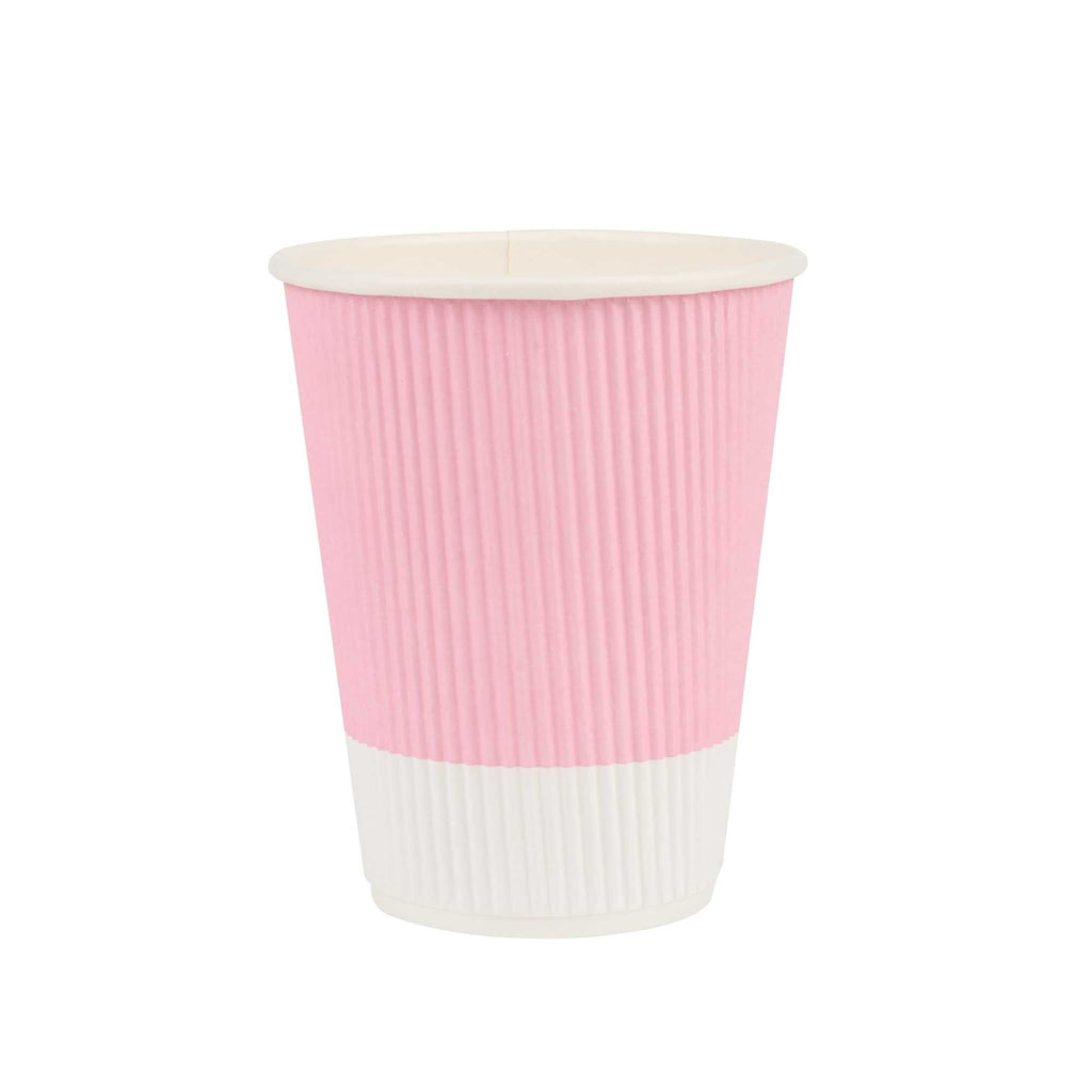 Restpresso 12 oz Light Pink Paper Coffee Cup - Ripple Wall - 3 1/2" x 3 1/2" x 4 1/4" - 500 count box