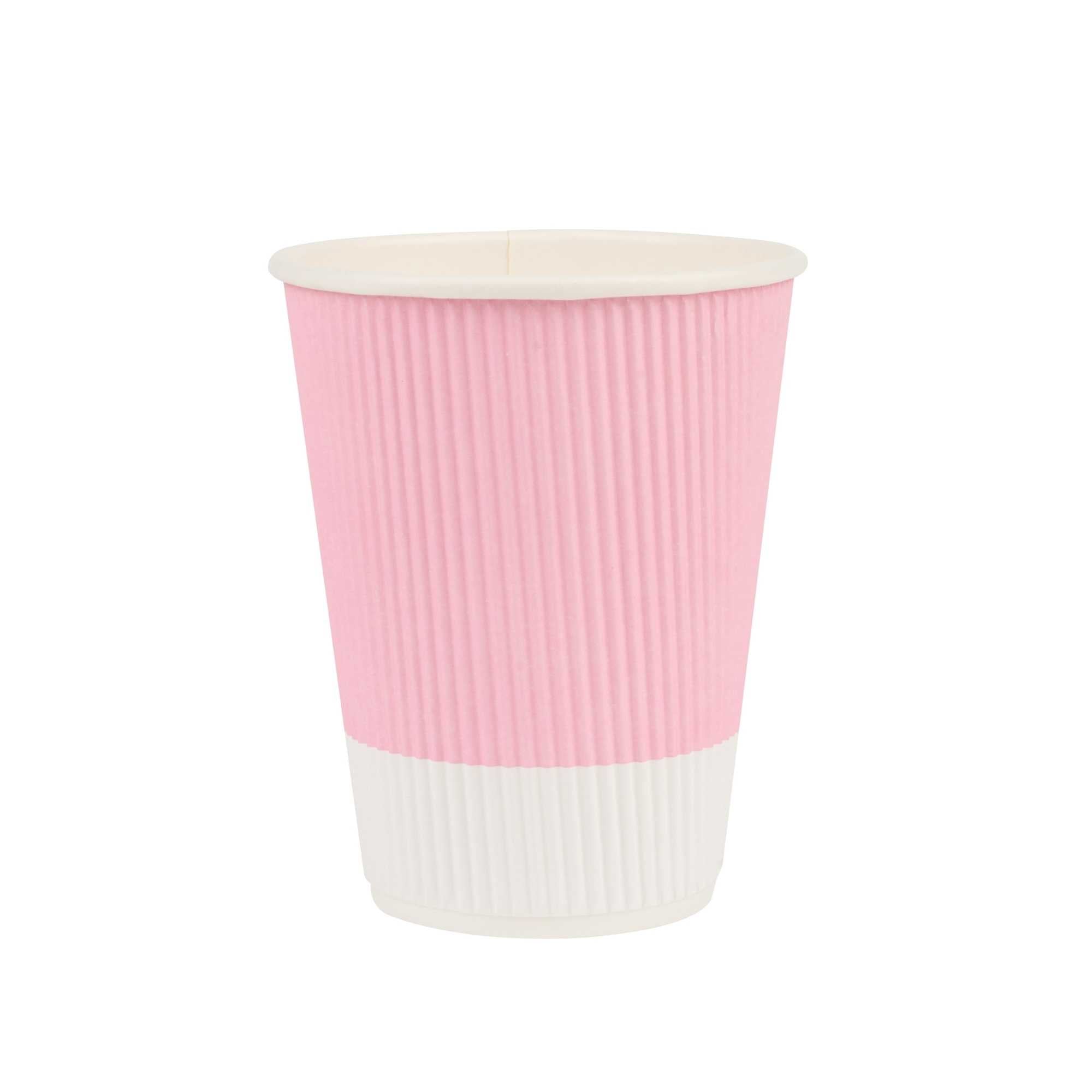 Restpresso 12 oz Light Pink Paper Coffee Cup - Ripple Wall - 3 1/2" x 3 1/2" x 4 1/4" - 500 count box