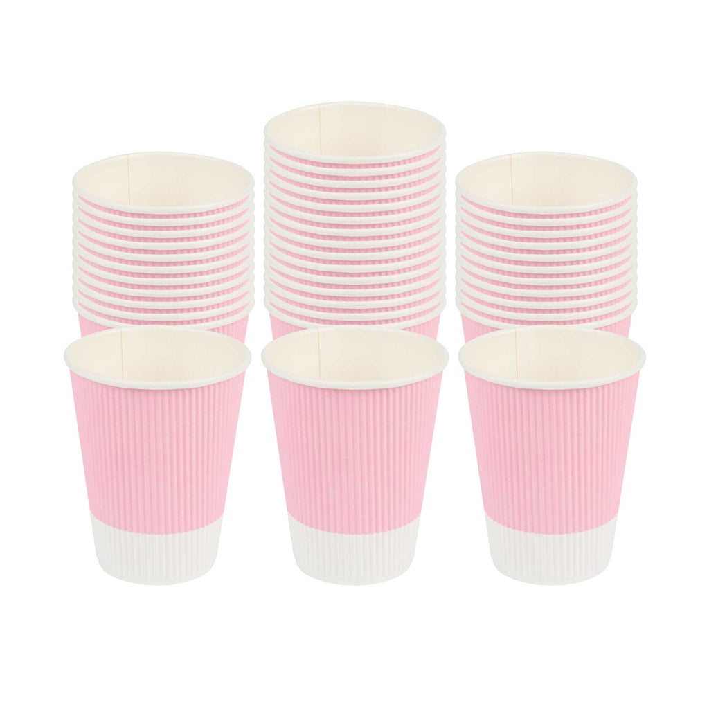Restpresso 12 oz Light Pink Paper Coffee Cup - Ripple Wall - 3 1/2" x 3 1/2" x 4 1/4" - 500 count box