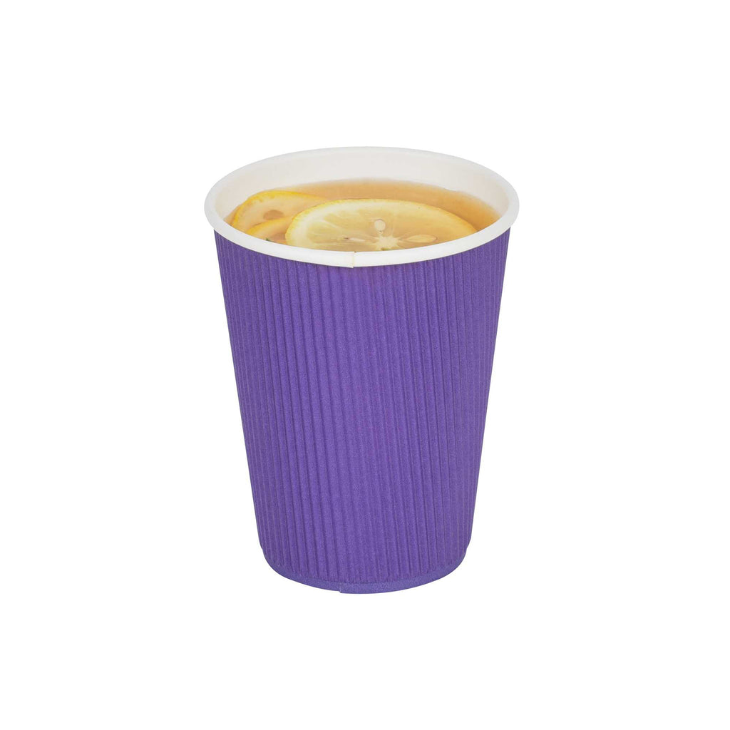 Restpresso 12 oz Royal Purple Paper Coffee Cup - Ripple Wall - 3 1/2" x 3 1/2" x 4 1/4" - 500 count box