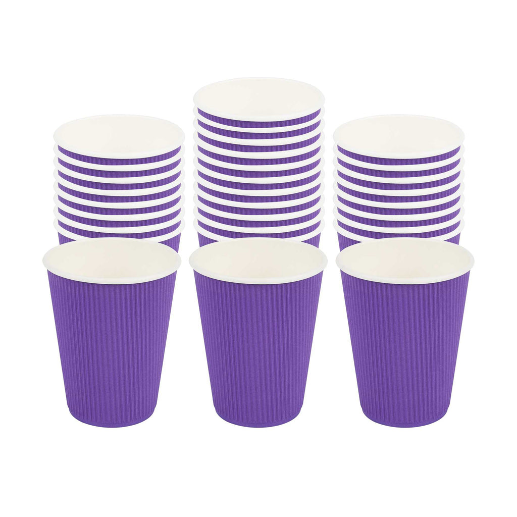 Restpresso 12 oz Royal Purple Paper Coffee Cup - Ripple Wall - 3 1/2" x 3 1/2" x 4 1/4" - 25 count box