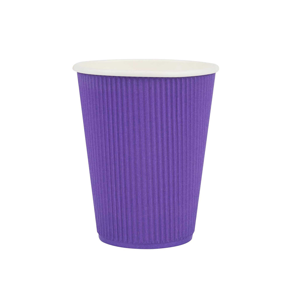 Restpresso 12 oz Royal Purple Paper Coffee Cup - Ripple Wall - 3 1/2" x 3 1/2" x 4 1/4" - 25 count box