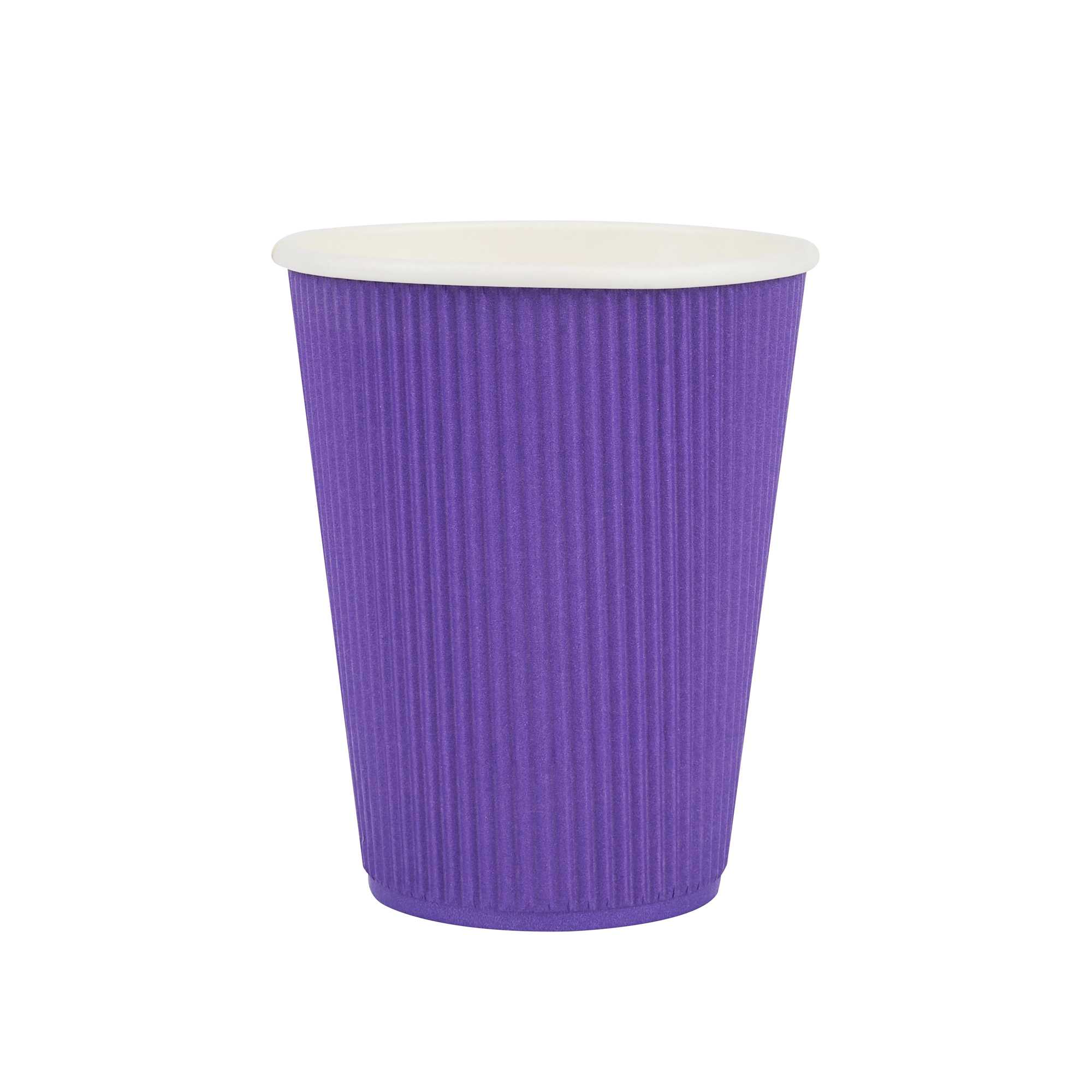 Restpresso 12 oz Royal Purple Paper Coffee Cup - Ripple Wall - 3 1/2" x 3 1/2" x 4 1/4" - 500 count box