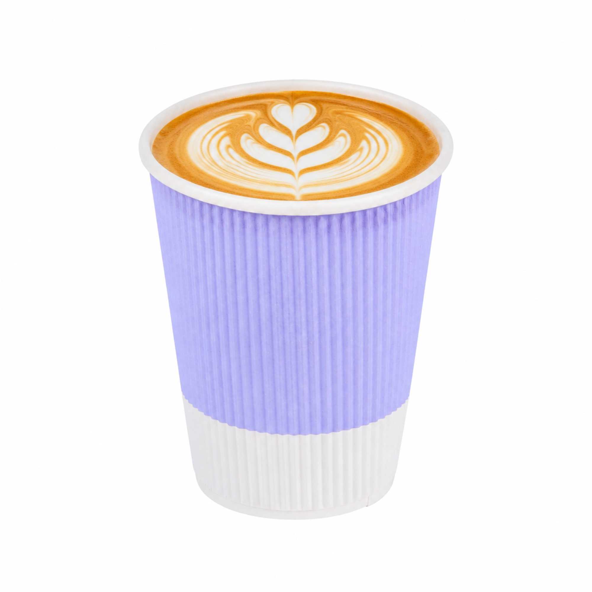 Restpresso 12 oz Light Purple Paper Coffee Cup - Ripple Wall - 3 1/2" x 3 1/2" x 4 1/4" - 500 count box