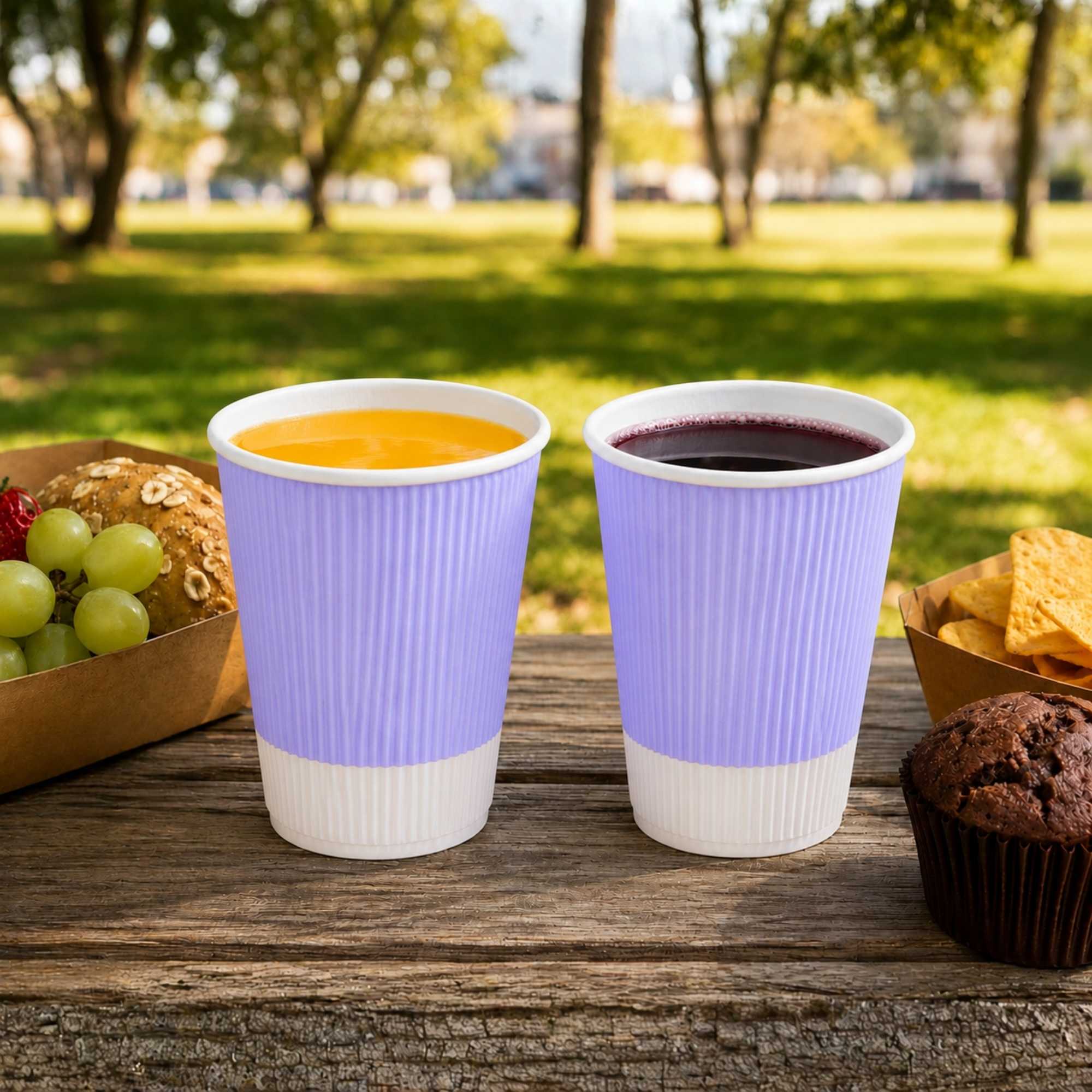 Restpresso 12 oz Light Purple Paper Coffee Cup - Ripple Wall - 3 1/2" x 3 1/2" x 4 1/4" - 500 count box