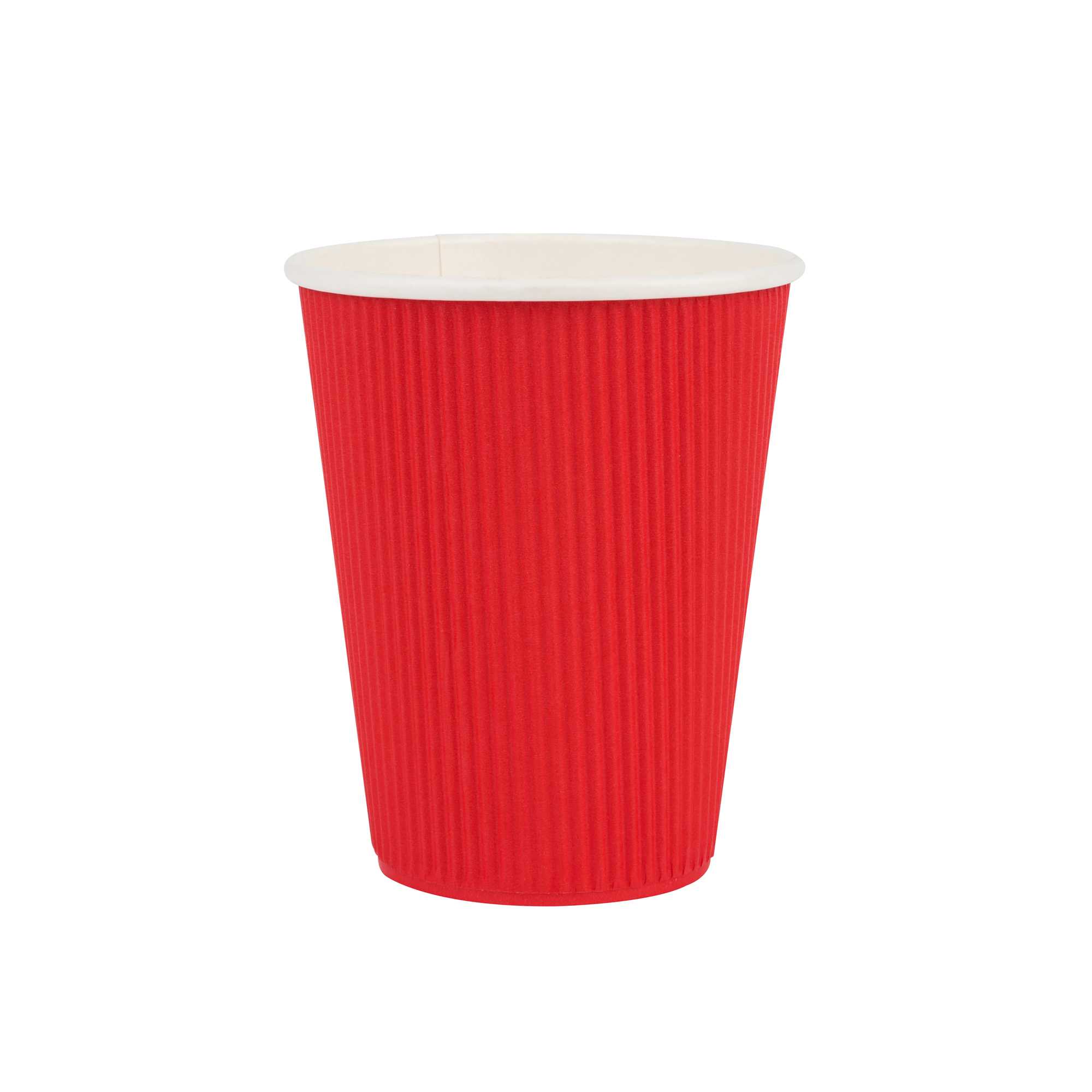 Restpresso 12 oz Red Paper Coffee Cup - Ripple Wall - 3 1/2" x 3 1/2" x 4 1/4" - 25 count box