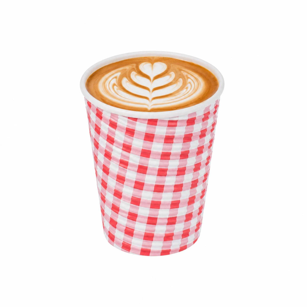 Restpresso 12 oz Picnic Print Paper Coffee Cup - Spiral Wall - 3 1/2" x 3 1/2" x 4 1/4" - 25 count box