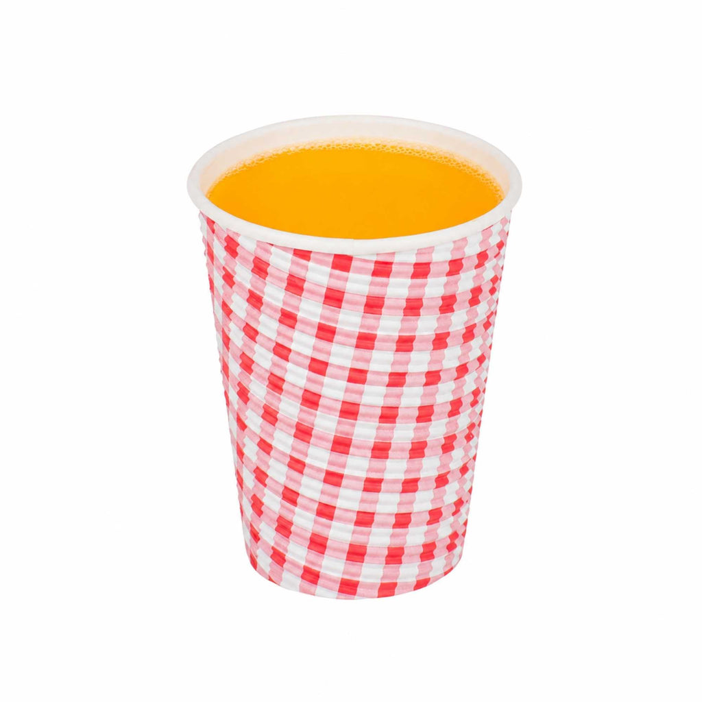 Restpresso 12 oz Picnic Print Paper Coffee Cup - Spiral Wall - 3 1/2" x 3 1/2" x 4 1/4" - 25 count box