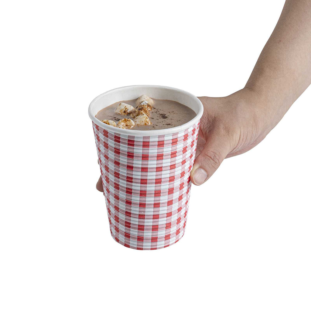 Restpresso 12 oz Picnic Print Paper Coffee Cup - Spiral Wall - 3 1/2" x 3 1/2" x 4 1/4" - 25 count box