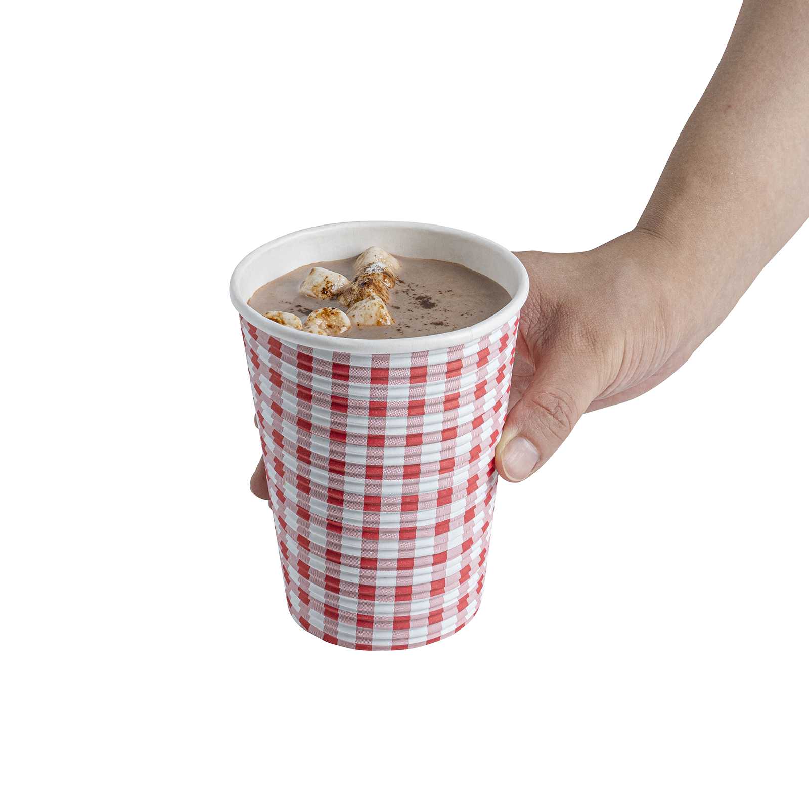 Restpresso 12 oz Picnic Print Paper Coffee Cup - Spiral Wall - 3 1/2" x 3 1/2" x 4 1/4" - 25 count box