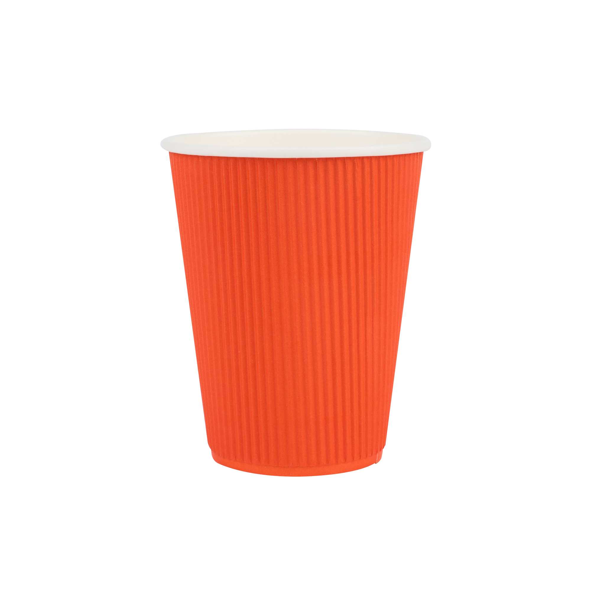 Restpresso 12 oz Tangerine Orange Paper Coffee Cup - Ripple Wall - 3 1/2" x 3 1/2" x 4 1/4" - 500 count box
